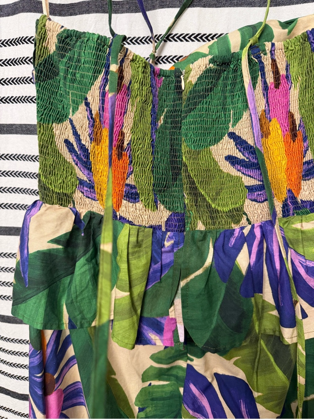 FARM Rio Strapless Midi Dress - Green, Purple, Pink, Orange - Picture 4 of 9